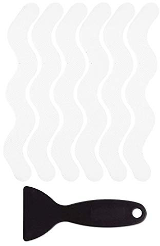 Hapeisy, adesivi antiscivolo per doccia, 48 pezzi, adesivi antiscivolo per bagno, con raschietto di alta qualità, motivo ondulato, adesivi antiscivolo per doccia, scale, piscina