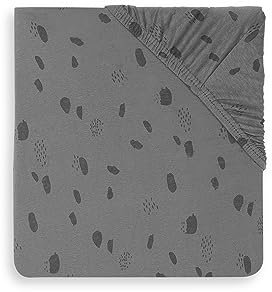 Jollein Drap-Housse Jersey Box Mattress Spot, 95 cm Longueur x 75 cm Largeur, Gris Storm