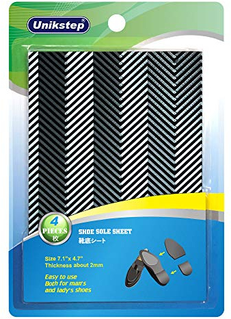 UNIKSTEP 2 Paar Schuhsohlenreparatur-Gummiplatten, Schuhsohlen-Außensohle und Fersenersatzpolster, Anti-Rutsch-Griffe zur Geräuschreduzierung, rutschfeste Protektoren, Größe 7,1 x 4,7 Zoll