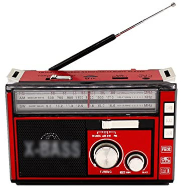 ZXNQ Radio AM/FM/SW - Radio Transistor Radio AC or Battery Operated - TF card/U disk playback - LED lighting,Red