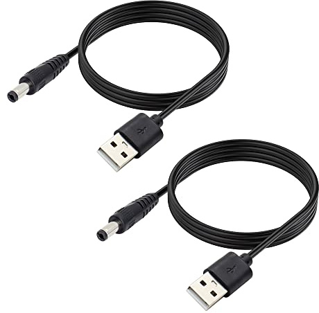 RIIEYOCA Cable de alimentación de 5 V CC, USB 2.0 macho a CC de 5,5 mm x 2,5 mm macho para enrutador, luz LED, altavoz y más, 2 m (paquete de 2)