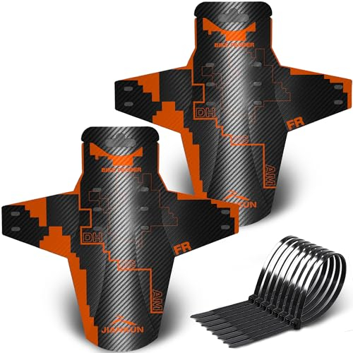 jiankun Mountainbike Schutzblech, Verstellbares MTB Schutzblech,kompatibles Fahrrad-Schutzblech vorne und hinten, Schutzbleche Mountainbike,kompatibel mit 26, 27,5, 29 (Orange)