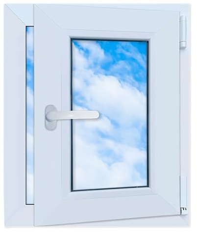 LORAC | Finestra in PVC bianca, 500x600mm, DIN Destra, inclinabile e apribile, doppio vetro, a risparmio energetico – Finestra con certificato CE per cantina e appartamento
