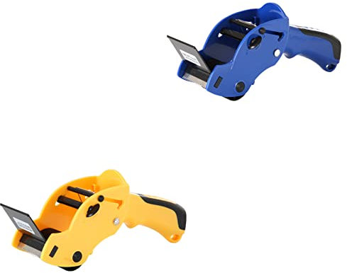 Handheld Klebebandabroller, Mit Extra Klinge Verpackung Karton Cutter, Paketklebeband Paketbandabroller Packband Paketband Papierklebeband Abroller Handabroller (2PCS,Yellow+Blue)