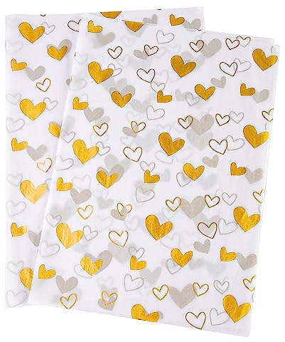 30 ark silkespapper som gåva, omslagspapper för födelsedagsfester julbröllop gör-det-själv-hantverk, 20 x 28 tum förpackningspapper (guld, 70 x 50 cm)