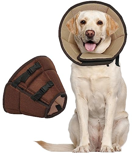 Kuoser Halskrause Hund, Leckschutz-Halsband, Hundekragen nach OP, Braun L