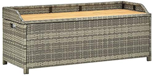 Gartenbank mit Stauraum, 120 cm, Polyrattan, grau, Artikelfarbe: Grau