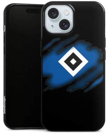 Slim Case extra dünn kompatibel mit Apple iPhone 15 Silikon Handyhülle schwarz Hülle Hamburger SV HSV Offizielles Lizenzprodukt
