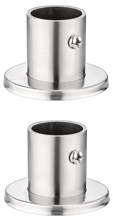 Shozafia 2 Pcs Shower Curtain Rod Mount Holder, Stainless Steel Mount Pipe Bracket for Wall, Pipe Base Pole Sockets Flange Rod Holder Brackets (φ25mm,with-Cover Style)