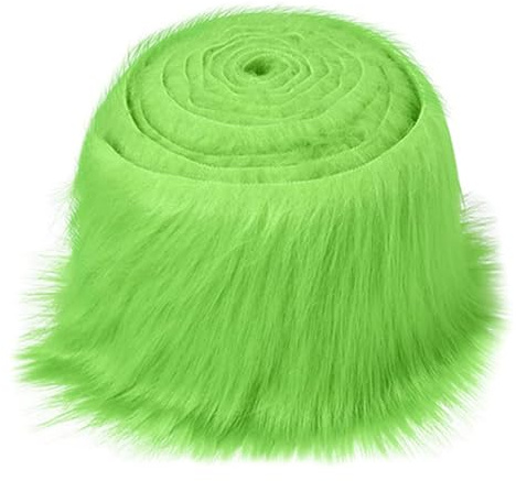1 Strip of Green Fur, Artificial Fur, Decorative Fabric Silk, Fluffy Craft Fur, Fur Fabric, Gnome Beard, Suitable for Clothing, Socks, Dolls, Christmas Trees, Etc.