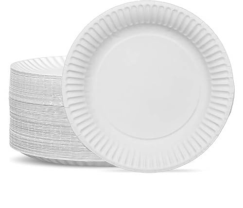 G4GADGET 500 Paper Plates 23cm - 9inch Paper Plates, Disposable Plates, Party Plates