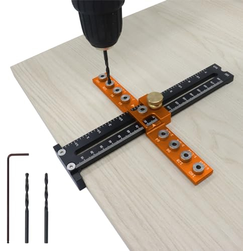 Gabarit de quincaillerie d'armoire, gabarit de perçage réglable en alliage d'aluminium pour poignée d'armoire avec distance de trou de 64/96/128/160 mm pour poignées, boutons, tirettes, trou de