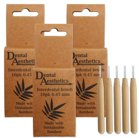 Interdentalborstar i bambu 3 förpackningar ~ 10 borstar per förpackning (0,45 mm)