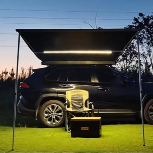 PQXQZ Toldo Coche, Tienda Techo Coche, Tienda de Campaña de Tela Oxford 420D Resistente a La Intemperie con Bolsa de Transporte y Luz LED (Size : 200x300cm/6.6x9.8ft)