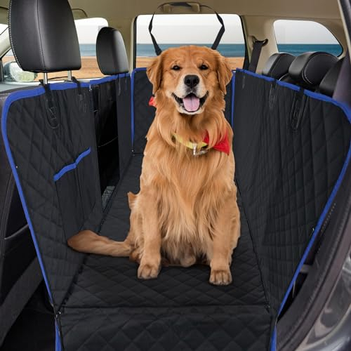 Coprisedile Auto per Cani, Telo Auto per Cani Impermeabile Resistente ai Graffi con Finestre a Maglie, Protezione per sedile per animali per Auto SUV, facile da pulire - Blu