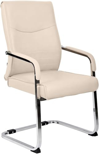 CLP Fredsinger besökarstol Hobart I tyg- eller konstläderöverdrag, kromram och vadderade armstöd I ergonomisk gungstol, färg: kräm, material: konstläder