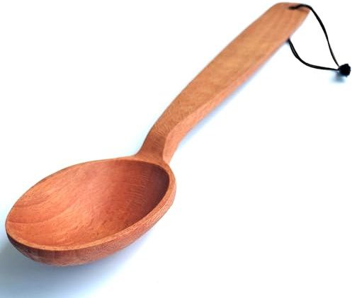 ECOSALL 14 Large Wooden Spoon with a Deep Scoop. Heavy Duty Big Non-Stick Cooking Spoon with a Strong Long Handle for Stirring, Mixing, Canning in Big Pots.