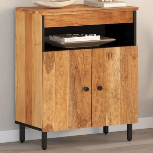 ULUYYUC Beistelltisch, Highboard Sideboard Tv Board Anrichte Geeignet für Schlafzimmer Küche Speisesaal Büro 60x33x75 cm Massivholz Akazie