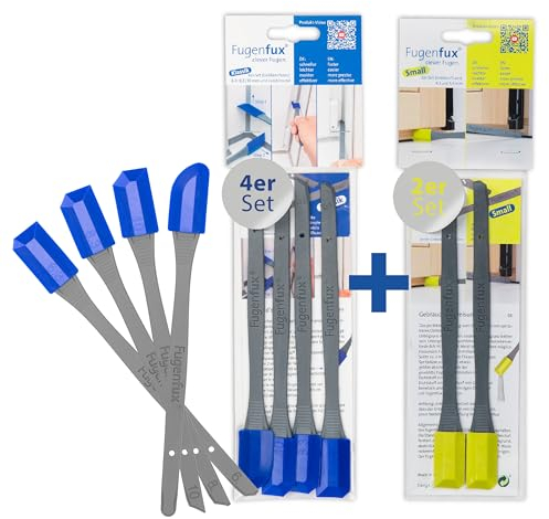 FUGENFUX® Kombi Meister-Set: Klassik 4er + Small – Spezial-Fugenabzieher – Fugenglätter für jede Größe – Fugenabzieher mit Revolutionärer Zauber-Spitze für Extrem Enge Stelle – Made in Germany
