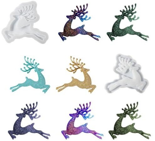 DIYBravo 3D Hirsch Silikonform Epoxidharz Tier Resin Silikonform Epoxy Form weihnachten Ornamente für Wandbehang Türhänger Handwerk, Baumdekoration, Geschenk