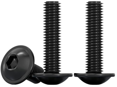 Drenky Tornillo de Cabeza Alomada con Brida Y Hexágono Interior, M6x25mm Negro Tornillo a Máquina Acero Inoxidable A2 V2A Tornillos Roscados Totalmente pour Les Connexions Mécaniques, 20 Piezas