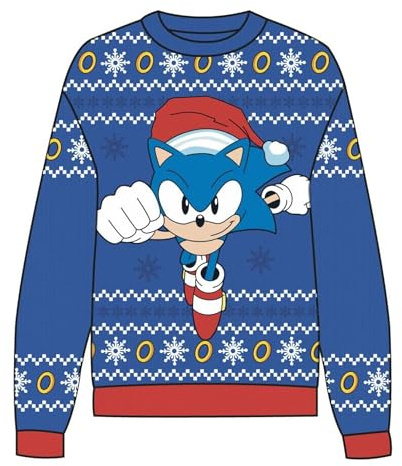CERDÁ LIFE'S LITTLE MOMENTS | Jersey Punto Navideño Sonic para Niños - Suéter Navidad Niños Festivo con Diseño Retro del Icono de Videojuegos Sonic