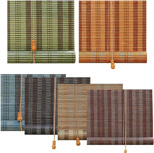 Sonnenschutz-Rollo, Holzfarbe, Orange, Grau, Blau, Schrank-Bambusvorhang, 70% Schattierungsrate, hochklappbare Fensterläden, anpassbare Größe, Bambus-Vorhang, für Kinderzimmer, grau, 140 x