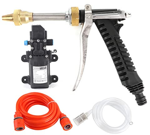 Kit Pompa Idropulitrice, Pompa Acqua 12V con Pistola Spruzzatrice Pompa Idropulitrice Elettrica Portatile 80w 130psi per Porta Finestra Pneumatici Auto Lavaggio in Campeggio