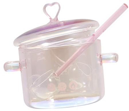 Amosfun 1set Vetro Borosilicato Manici e Cucchiaio Per Pasta Per Ragazza e Versatile Per Cucine Induzione e Stovetop