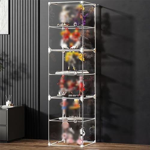 Generic Vitrine rectangulaire pour pièces de collection de salon - 122 x 122 cm - Acrylique transparent et verre - Anti-poussière - Style moderne - Sur pied - 1 étagère - Rectangulaire - Assemblage