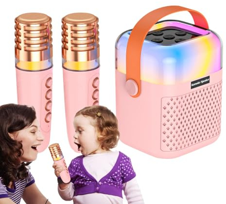 E - Macchina per karaoke per ragazzi - Macchina per karaoke | Giocattolo per karaoke - Sistema di canto per karaoke portatile, Macchina per karaoke wireless con 2 microfoni wireless per bambini
