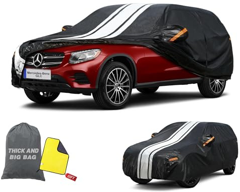 Cowtcver Autoplane Wasserdicht für Mercedes-Benz GLC SUV/Coupe 2015-2026 | 10 Schichten Vollgarage Autoabdeckung Atmungsaktiv für Sonne Staub Schutz, Abdeckplane mit Reißverschluss und Baumwollfutter.