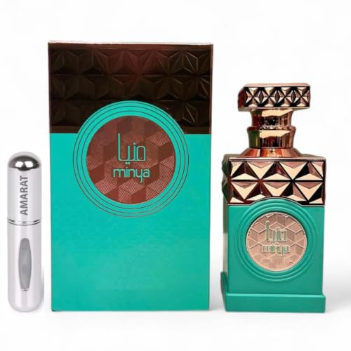 Perfume Minya Original 100ML, Perfume Árabe de Larga Duración, Eau Da Parfum, Incluye Atomizador 5ML, Fragancia Dulce y Floral con Notas de Vainilla, Caramelo Salado y Sándalo (Minya)