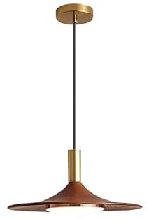 DYHWAC Lámpara colgante con forma de platillo de color nogal de hierro forjado, estilo crema francés, lámpara colgante for restaurante, alambre colgante ajustable, lámpara colgante de luz variable de