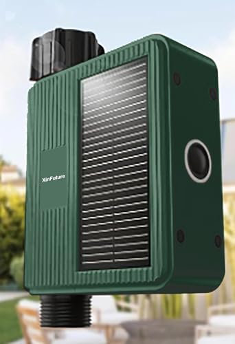 XinFuture Smart WiFi Solar Sprinkler Timer, Water Timer Rechargeable with Rain Delay, Manual& Automatic Watering System for Garden Hose Faucet, App& Voice Control, Outdoor Irrigation Controller