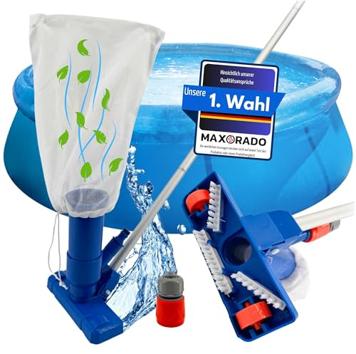 Maxorado Hand Poolsauger passend für Gardena Gartenschlauch I Pool Bodendüse + Stange Sauger Poolbürste Poolreiniger Bodenreiniger Saugbürste Poolboden