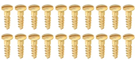 PATIKIL 20 Pièces Vis À Bois À Fente M5 x 20mm Vis Auto-Taraudeuses Ton Or | En Laiton Massif, À Tête Ovale Et À Tête Plate Pour Assemblage De Meubles En Bois