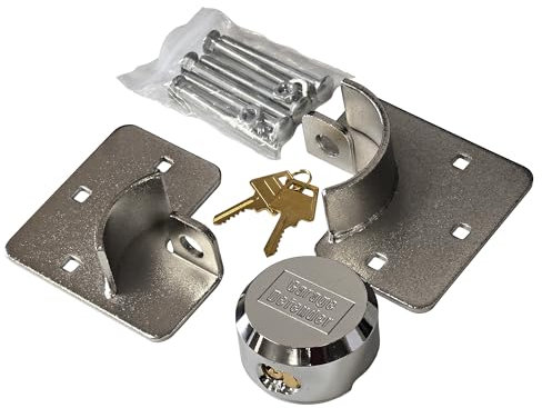 iCAN Heavy Duty Lock, 73 mm Round Shackleless Padlock and Hasp Solution Pack, Silver, Maximum Security, Corrosion Resistant, Suitable for Vans, Sheds, Garages, Container, 2Kg. (1)