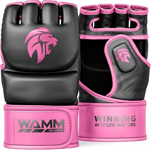 WAMM Sports MMA Gloves - for Men and Women - MAXForce EVE Anti-Injury Shock Absorption Boxing Gloves Kickboxing Gloves - Half Finger Open Palm for Muay Thai Sparring Punch Bag