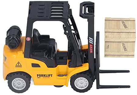 Qudinip Legering Gaffeltruck, Teknisk Fordonsmodell, Gjutning Av Fordons Konstruktionsleksak med Lyftbar Design och Dra Tillbaka Funktion för Barn 3 år och Uppåt