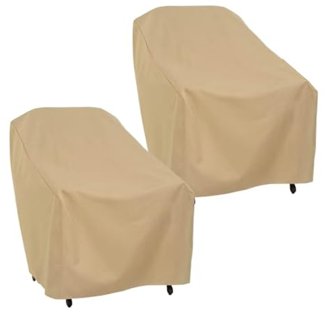 Fundas para Sillas de Exterior - Protectores de Muebles de Jardín Impermeables | Poliéster 210D Beige con Guardia Antiviento Resistente, Juego de 2 para Terraza, Balcón o Casa de Playa