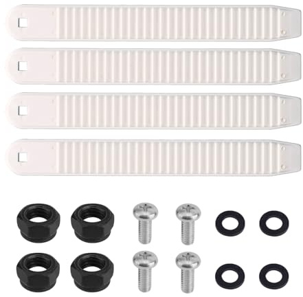 BOXOB 4pcs Snowboard Ankle Ladder Strap Binding, 6.89x0.83in High Elasticity Ski Band Binding Hardware Men Replacement Accessories Part Gift with Screw Nut Washers for Skates & Sporting Gear (White)