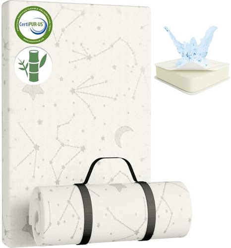 YENING Bamboo Pack and Play Mattress Pad Breathable 38x26 Waterproof Baby Mattress for Pack N Play Matress Topper Waterproof with Strap