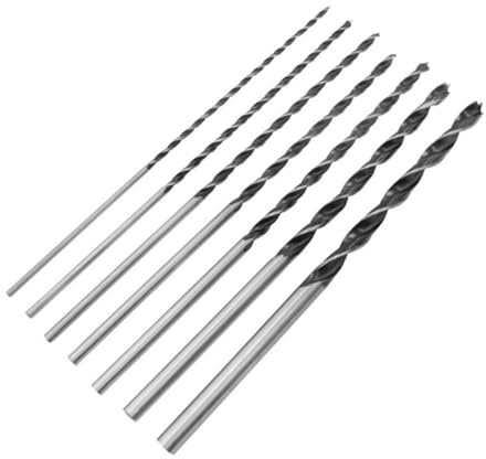 Mikikit Juego de Brocas Largas para Madera de Acero al Carbono de 300 MM 7 Piezas Diámetros 1/8 3/16 1/4 5/16 3/8 7/16 1/2 para Madera Dura Contrachapado y ABS Brocas