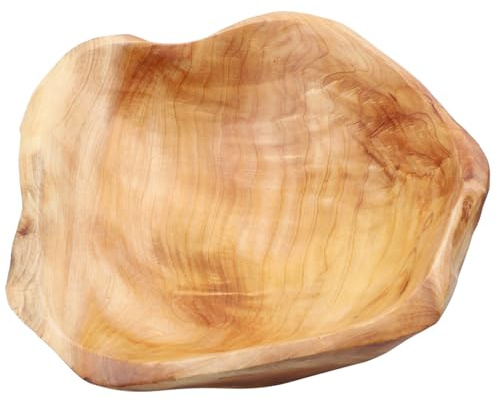 Kichvoe Rustic Wood Fruit Bowl 7.95 Inch Hand Carved Small Serving Tray for Snacks Salad and Home Decor
