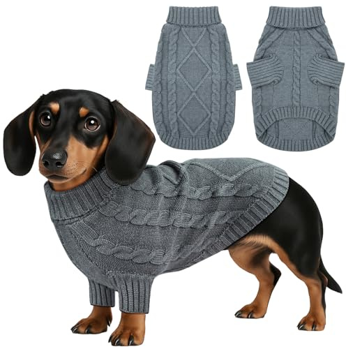 Kiiwah Hundepullover, Winter Wärme Hundepulli, Langärmlig Katzenpullover Pullover Hund Weich Rollkragen Turtleneck Hunde Strickpullover für Dackel, Französische Bulldogge, Schnauzer Usw