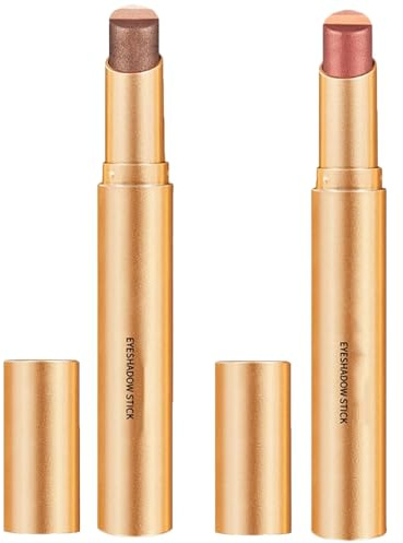 Ombretto Stick 3 Colori in 1 Confezione da 2/4, Ombretto Cremoso Glitterato a Lunga Durata e Impermeabile, Sfumato Brillante Matita Eyeliner Illuminante per Trucco Occhi Donna (02+04)