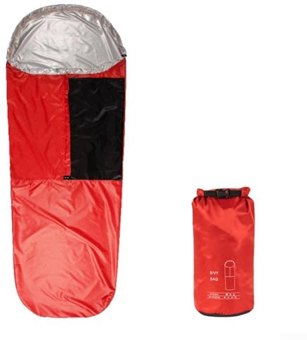 Sac de bivouac ultraléger pour camping, sac de couchage en nylon 70D imperméable et respirant avec technologie réfléchissante thermique, 220 x 85 cm, équipement de survie en plein air réutilisable