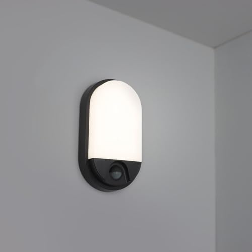 LED Feuchtraumleuchte 10W 4000K anthrazit mit Bewegungsmelder