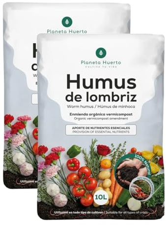 Planeta HUERTO | Pack 2X Humus de Lombriz Ecológico (20 L) | Abono Orgánico Natural de Lombriz Roja Californiana | Enmienda Protectora para Huerto, Semilleros y Jardín